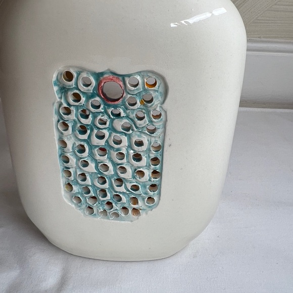 Ceramic vented Tea Candle Lantern Elegant Art Deco standing or hanging|10” Tall - Picture 7 of 17